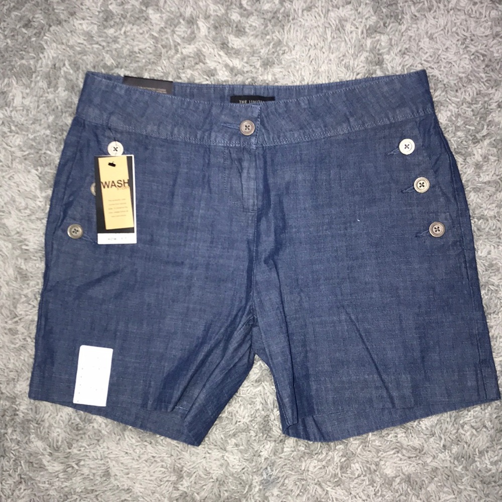 Button blue shorts